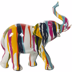 Figurine éléphant en résine multicolore Graffiti 24X9X20 Cm Matériau : acrylique/mélamine/plastique Mesures et informations s ...
