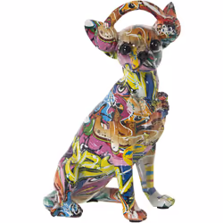 Figurine chien en résine graffiti multicolore 17X13X26 Cm Matériau : acrylique/mélamine/plastique Mesures et informations sup ...