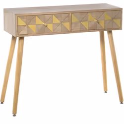 Table d'entrée en bois avec 2 tiroirs 89x30x78 cm, Paulownia+Pin+Dm Matériel: Bois Mesures et informations supplémentaires :  ...