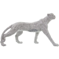 Fijalo - Figurine Panthère Résine Argentée 34X10X20 Cm