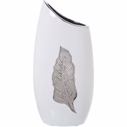Vase Feuille Céramique Argent/Blanc 19X12X39 Cm Matériel: Céramique Mesures et informations supplémentaires : 19X12X39 Cm