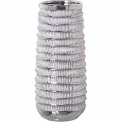 Vase Céramique Blanc/Argent °15X33 Cm Matériel: Céramique Dimensions et informations supplémentaires : °15X33 Cm