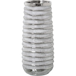 Vase Céramique Blanc/Argent °15X33 Cm