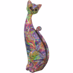 Figurine en résine chat décorée de graffitis _10X10X30 Cm Matériau : acrylique/mélamine/plastique Mesures et informations sup ...