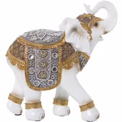Figurine Résine Éléphant Blanc/Or 24X11X25 Cm Matériau : acrylique/mélamine/plastique Mesures et informations supplémentaires ...