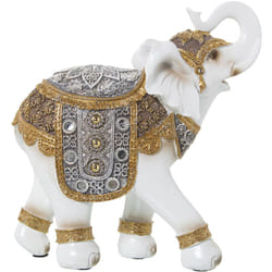 Figurine Résine Éléphant Blanc/Or 24X11X25 Cm