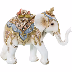 Figurine Résine Éléphant Blanc/Or 27X9X20 Cm Matériau : acrylique/mélamine/plastique Mesures et informations supplémentaires ...