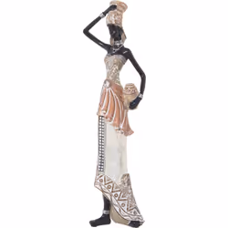 Figurine Résine Africaine Blanc/Doré 12X7X39 Cm Matériau : acrylique/mélamine/plastique Mesures et informations supplémentair ...