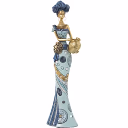 Figurine Résine Africaine Bleu/Or 14X9X46 Cm Matériau : acrylique/mélamine/plastique Mesures et informations supplémentaires ...