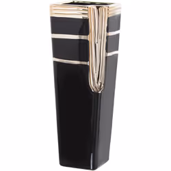Vase en céramique noir/or 13x13x35 cm Matériel: Céramique Mesures et informations supplémentaires : 13X13X35 Cm