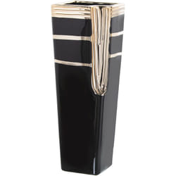 Vase en céramique noir/or 13x13x35 cm