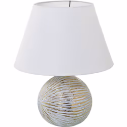 Lampe de Table en Céramique Blanc/Or+52630,1Xe27,Max.40 °35X43 Cm, Base:°20X28 Cm Matériel: Céramique Dimensions et informati ...