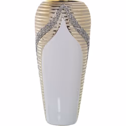 Vase en céramique blanc/champagne à paillettes °18X40 cm Matériel: Céramique Dimensions et informations supplémentaires : °18 ...