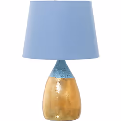 Lampe Céramique Or/Bleu+52705,1Xe27,Max.60W,Câble:125C °25X38 Cm, Base:°13,5X26,5 Cm Matériel: Céramique Dimensions et inform ...