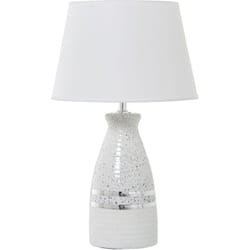 Fijalo - Lampe Céramique Argent/Blanc+52717,1Xe27,Max.60W °30X49 Cm, Base:°14,5X35,5 Cm