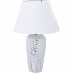 Lampe de Table en Céramique Blanc/Argent+52730,1Xe27,Max.40W _°35X53 Cm, Base:°15X37 Cm Matériel: Céramique Dimensions et inf ...