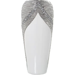 Vase en céramique blanc/champagne à paillettes °18X40 cm