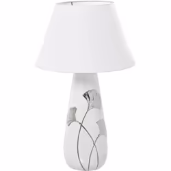 Lampe de Table en Céramique Blanc/Argent+52818, 1Xe27,Max.60 °35X58 Cm, Base:°16X45 Cm Matériel: Céramique Dimensions et info ...