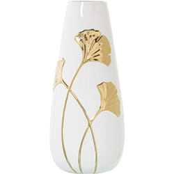 Fijalo - Vase Céramique Blanche/Fleur Dorée °16X35 Cm