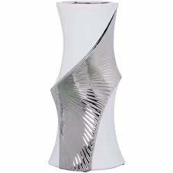 Vase en céramique blanc/argenté 19x15x40 cm Matériel: Céramique Mesures et informations supplémentaires : 19X15X40 Cm
