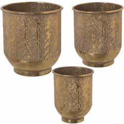 Lot de 3 Pots de Fleurs en Métal Doré °32X35+°27X30+°21X27 Cm Matériel: Métal Mesures et informations supplémentaires : °32X3 ...
