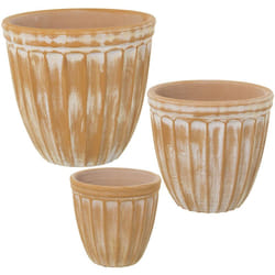Fijalo - Lot de 3 cache-pots en céramique jaune usé °18X17+°24X22+°30X27 Cm