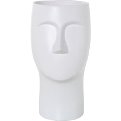 Vase Céramique 36 Cm Face Blanc Mat 18X19X36 Cm