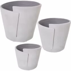 Lot de 3 cache-pots en céramique blanc/gris sable _°30X27+°24X22+°19X17 Cm Matériel: Céramique Mesures et informations supplé ...