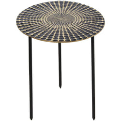 Table d'appoint en métal émaillé noir/doré, pieds noirs °36X45 cm