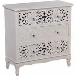 Commode en bois sculpté blanc avec 3 tiroirs 75x34x76 cm, sapin+pin+Dm Matériel: Bois Mesures et informations supplémentaires ...