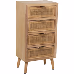 Sifonier en Bois avec 5 Tiroirs Rotin Naturel, Pin+Dm 45X30X89 Cm, Hauteur Pied : 16 Cm Matériel: Bois Mesures et information ...