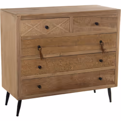 Commode en bois avec 5 tiroirs, Paulownia+Dm 89X39X81 Cm, hauteur des pieds : 16 Cm Matériel: Bois Mesures et informations su ...