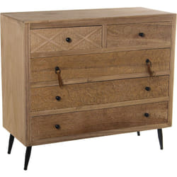 Commode en bois avec 5 tiroirs, Paulownia+Dm 89X39X81 Cm, hauteur des pieds : 16 Cm