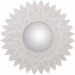 Miroir Rond Ø70 Cm Bois Décapé Blanc Ajouré, Int:Ø28 Cm °70X2 Cm, Int:°28 Cm Matériel: Bois Mesures et informations supplémen ...