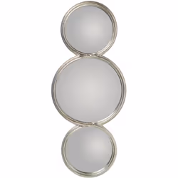 Miroir Mural En Métal Argenté 3 Cercles, Fer 26X2X64 Cm, Int:2X°16,5+1X°23 Cm Matériel: Métal Mesures et informations supplém ...