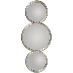 Miroir Mural En Métal Argenté 3 Cercles, Fer 26X2X64 Cm, Int:2X°16,5+1X°23 Cm