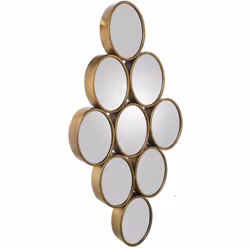 Miroir mural en métal doré 9 cercles 39,5x5x79,5 cm, miroir : 12x16 cm Matériel: Métal Mesures et informations supplémentaire ...