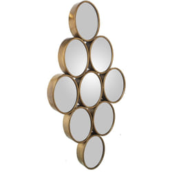 Miroir mural en métal doré 9 cercles 39,5x5x79,5 cm, miroir : 12x16 cm
