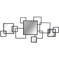 Fijalo - Ornement Mural En Métal Noir Avec Miroirs 120X2X53 Cm