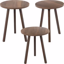 Lot de 3 tables d'appoint en bois de noyer, assemblage à prévoir _°38X50+°38X48+°38X45 Cm Matériel: Bois Mesures et informati ...