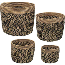 Fijalo - Lot de 4 paniers en jonc de mer °35X30+°30X25+°25X20+°20X15 Cm