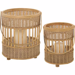 Lot de 2 Lanternes Bambou Naturel _°27X32 Cm +°20X27 Cm Matériel: Osier/Rotin/H.Sea/Autres Dimensions et informations complém ...