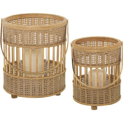 Lot de 2 Lanternes Bambou Naturel °27X32 Cm +°20X27 Cm