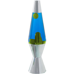Lampe à Lave Métal Jaune/Bleu Paillettes Liquides + Ampoule Re °9X37 Cm Câble Noir : 150 Cm