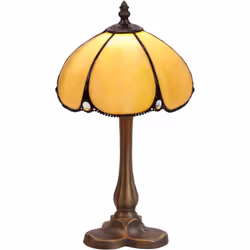 Petite lampe de table Tiffany diamètre 20 cm série Virginia Matériel: Zinc, Tiffany couleur ivoire Assemblage facile ; Certif ...