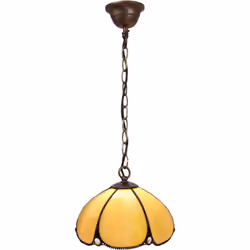 Petite suspension Tiffany avec chaîne diamètre 20 cm Série Virginia Matériel: Fer, Tiffany Couleur beige Assemblage facile ; ...