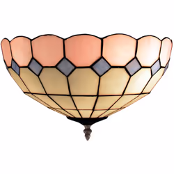 Plafonnier fixé au plafond avec abat-jour Tiffany diamètre 30cm Série Rose Matériel: Fer, Tiffany Couleur rose Assemblage fac ...