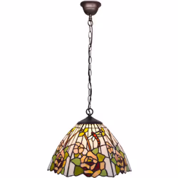 Lampe à Suspension Tiffany Blanc Diamètre 30cm Série Compact Matériel: Fer, Tiffany Couleur: BLANC Assemblage facile ; Certif ...