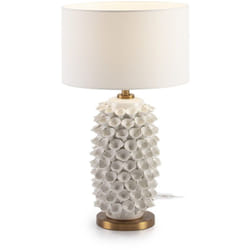 Lampe de Table sans écran 22x19x52 Céramique Blanc/Métal Doré