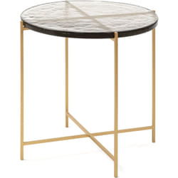 Fijalo - Table d'appoint 51x51x51 Verre Rustique/Métal Doré
